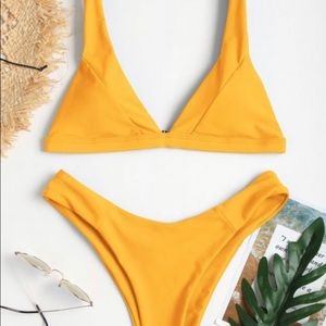 Yellow High Leg Bikini Set